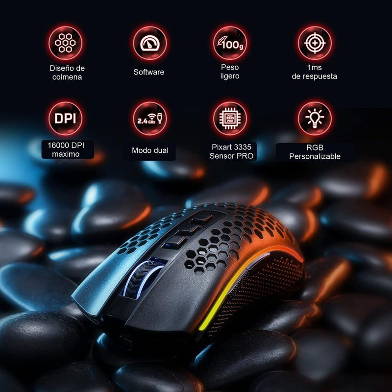 Mouse Gamer Inalámbrico Redragon M808-ks Storm Pro, 16000dpi
