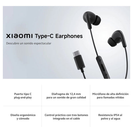 Xiaomi Auriculares Conexión Tipo C / Control Integrado, Wht
