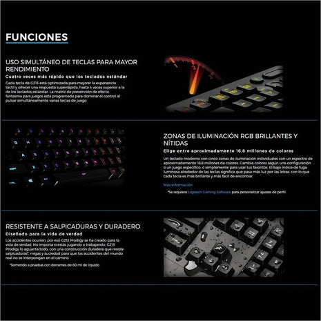 Teclado Gamer Logitech G213 Prodigy Con Iluminación Rgb Negro Inglés Us