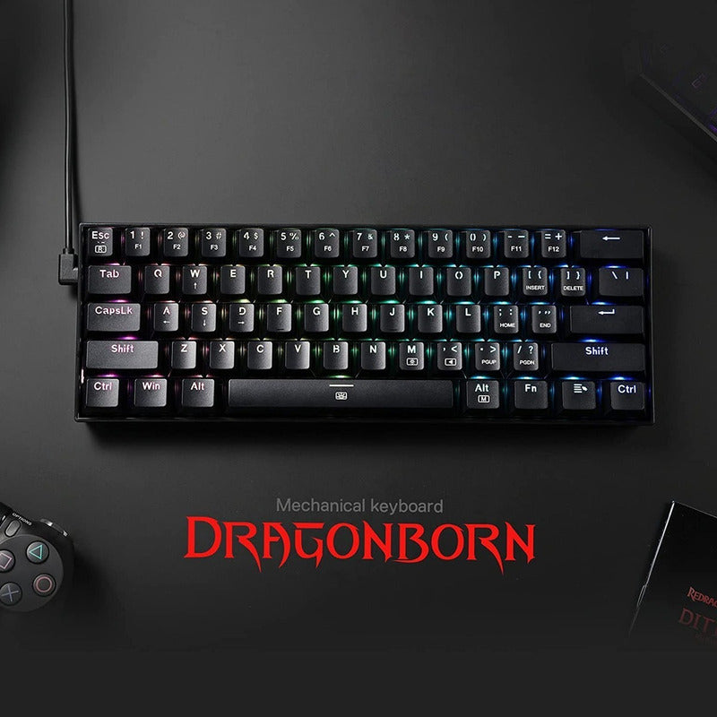 Teclado Gamer Redragon K630-rgb-sp Dragonborn 60%, Sw-red