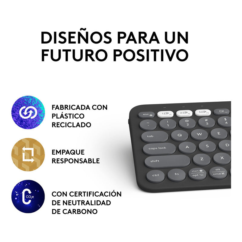 Teclado Bt Multidispositivo Logitech Pebble Keys 2 K380s, Bk
