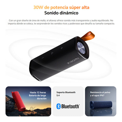Parlante Bluetooth Portátil Xiaomi Sound Outdoor TWS con Protección IP67 y 30W RMS, Red