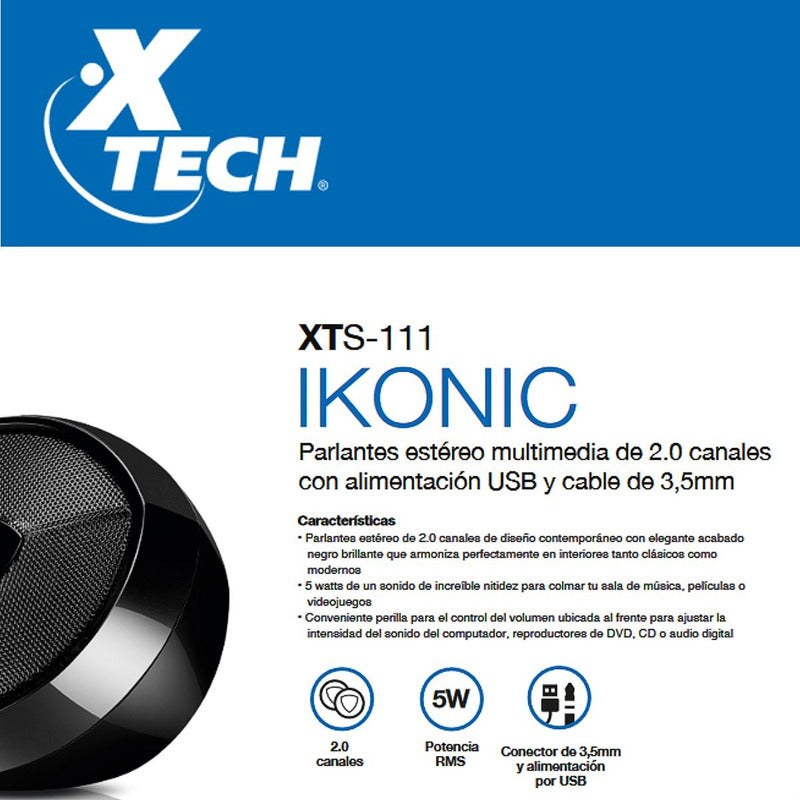 Parlante Xtech Ikonic Xts111 Estéreo Multimedia Usb / 3.5mm
