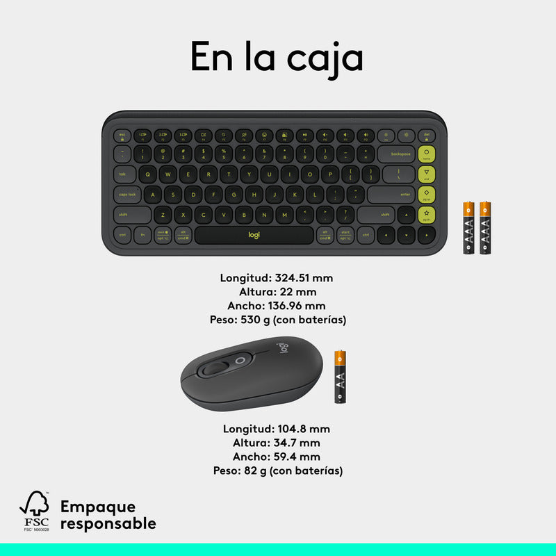 Combo Teclado Y Mouse Bluetooth, Logitech Pop Icon, Grafito