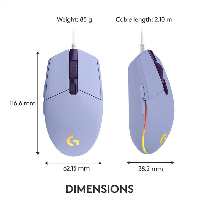 Mouse Gamer Logitech G203 Lightsync Rgb / 8000dpi - Lila