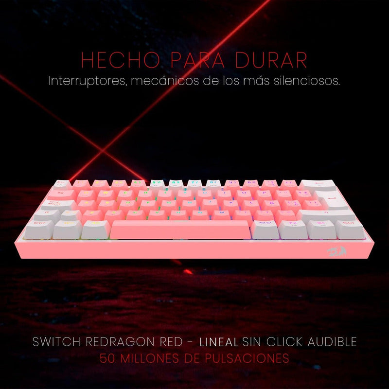 Teclado Gamer Mecánico Wireless Redragon K616rgb-pw Fizz Pro