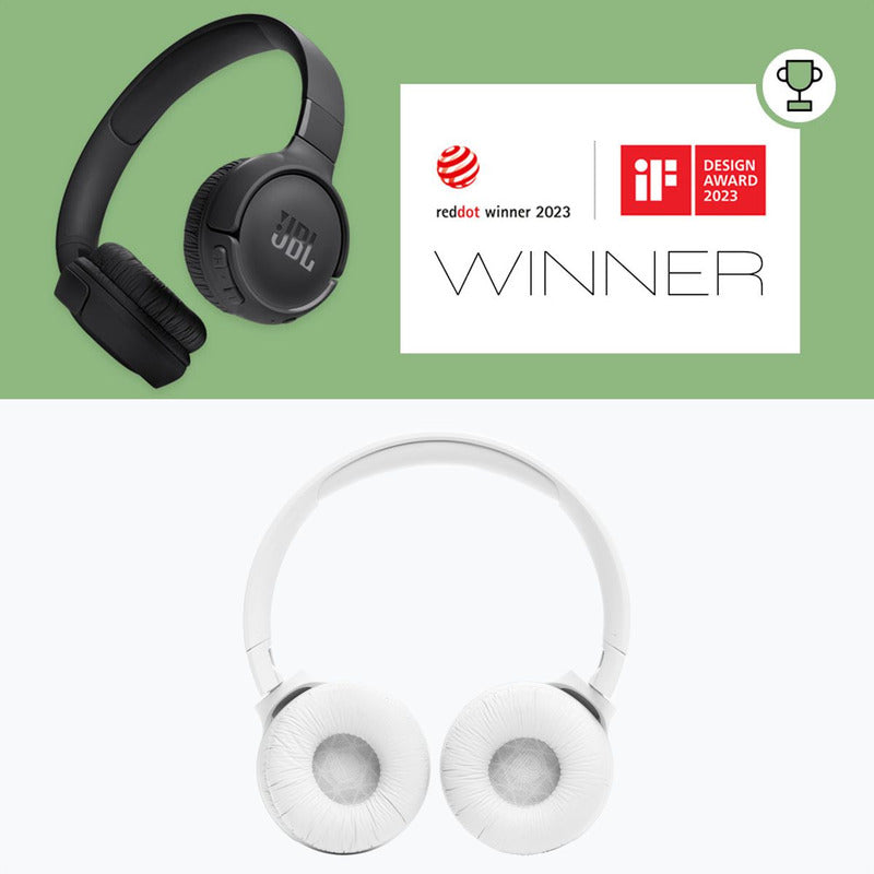 Auriculares Inalámbricos JBL Tune 520BT con Potente Sonido JBL Pure Bass y Bluetooth 5.3, Blanco