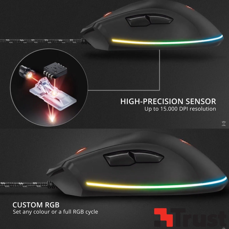 Mouse Gamer Profesional Trust Gxt 900 Qudos / Rgb / 15000dpi