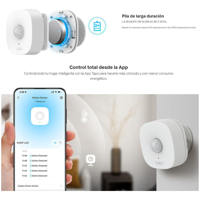 Sensor De Movimiento Inteligente, Tp-link Tapo T100, Blanco