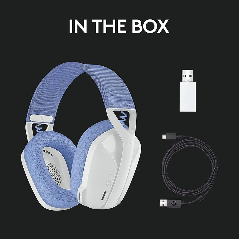Diadema Gamer Inalámbrica + Bt, Logitech G435, Pc Ps5 - Blan