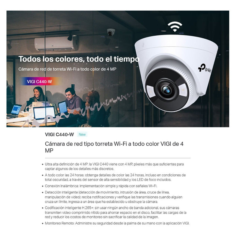 Cámara Seguridad Wifi Turret 4mp Tp-link Vigi C440-w + 128gb