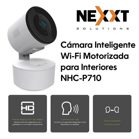 Cámara Inteligente Wifi Robótica 1080p Audio, Nexxt Nhc-p710 Blanco