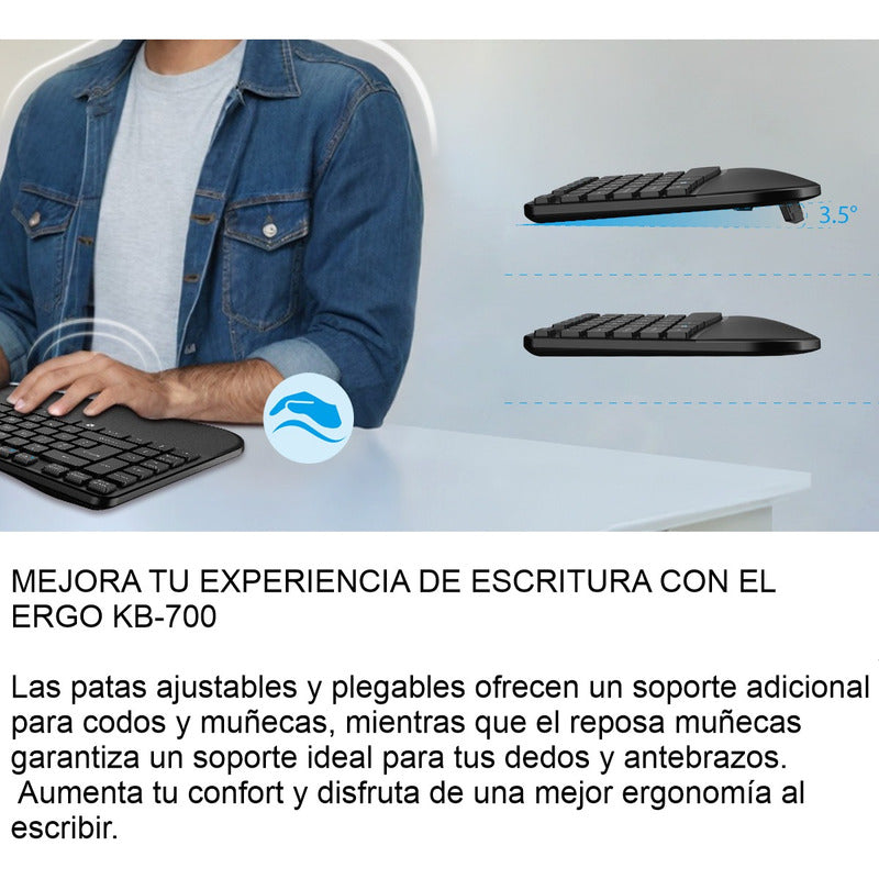 Teclado Ergonómico Con Reposamuñecas Genius Ergo Kb-700