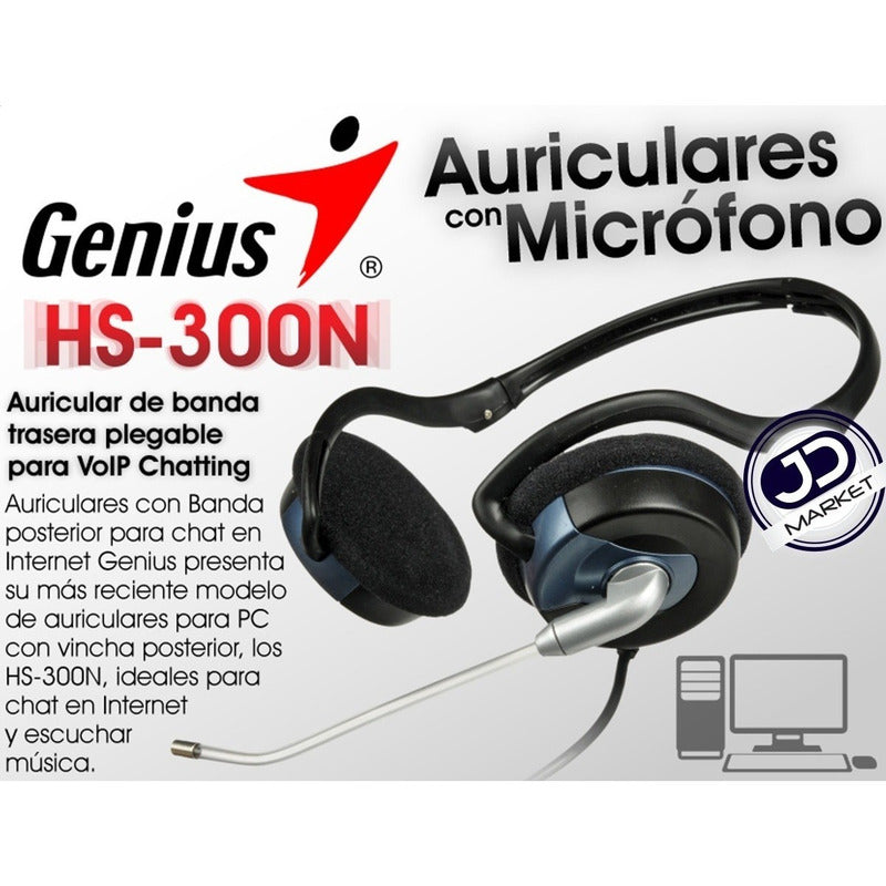 Diadema Genius Hs-300n Con Micrófono Y Control De Volumen