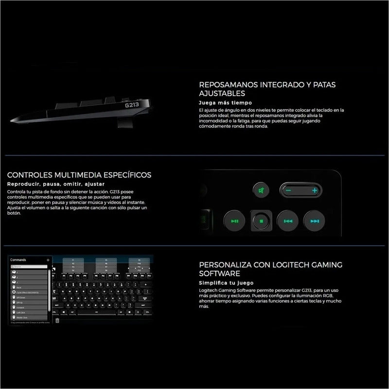 Teclado Gamer Logitech G213 Prodigy Con Iluminación Rgb Negro Inglés Us