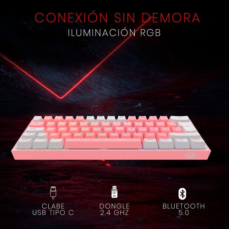 Teclado Gamer Mecánico Wireless Redragon K616rgb-pw Fizz Pro