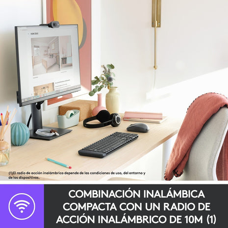Combo Teclado Compacto Y Mouse Inalámbricos, Logitech Mk220 Negro Negro