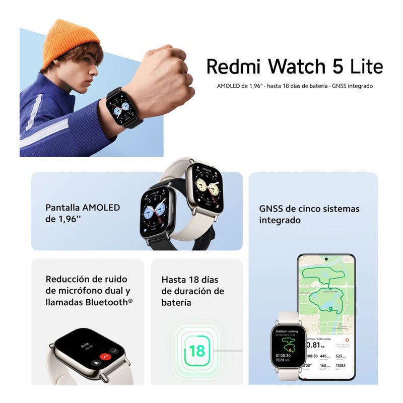 Xiaomi Redmi Watch 5 Lite, Pulsera Smart Gps Llamada Bt, Blk Negro Negro