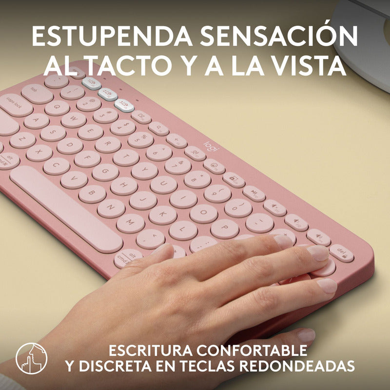 Combo Bluetooth Logitech Teclado K380s + Mouse M196, Rosa