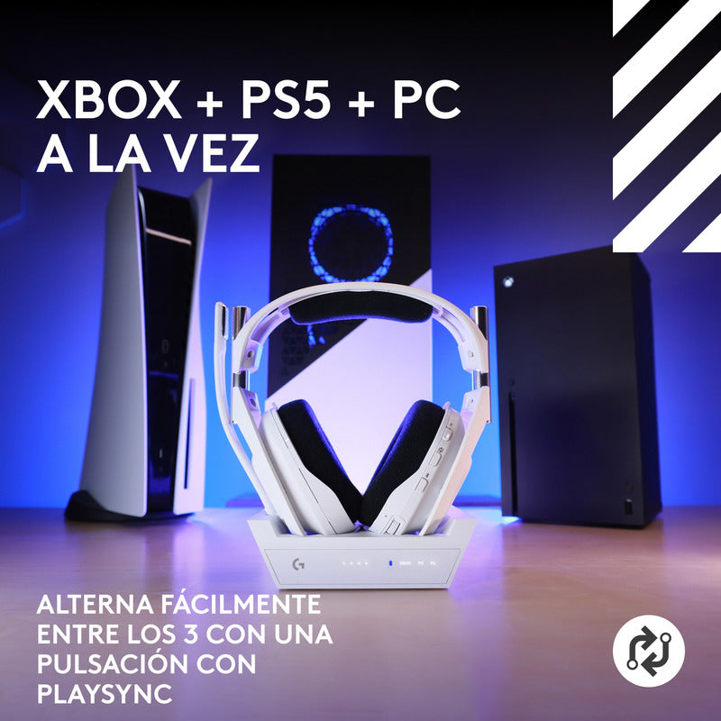 Diadema Gamer Inalámbrica + Base / Logitech Astro A50 X, Blanco