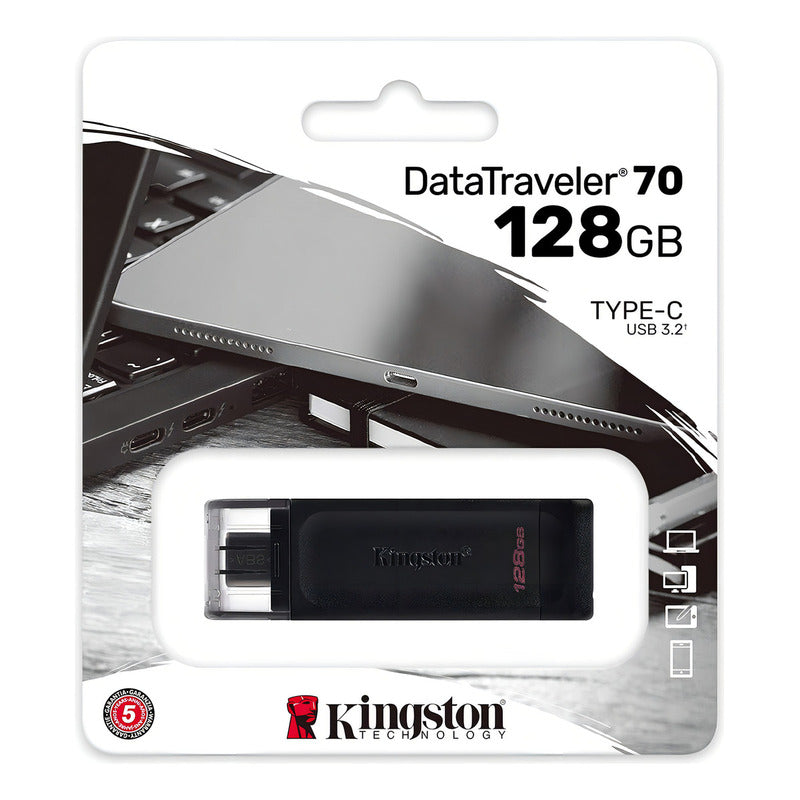 Memoria USB-C de 128GB Kingston DataTraveler 70, Estándar USB 3.2 Gen 1