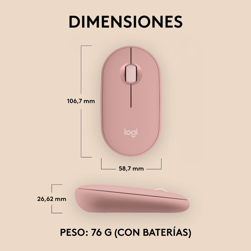 Mouse Bluetooth Multidispositivo Logitech Pebble 2 M350s, Rosa