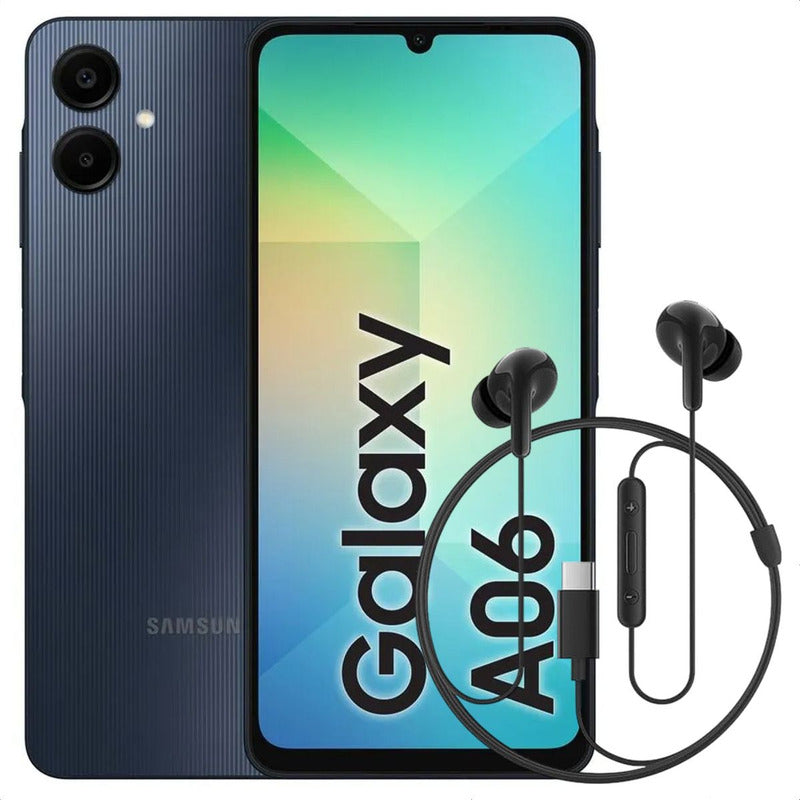 Celular Samsung Galaxy A06 128gb/4gb Blk + Audífonos Tipo C