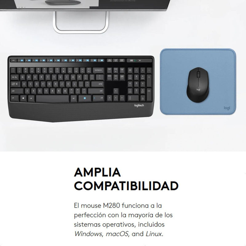 Mouse Inalámbrico Logitech M280, Diseño Confortable, Gris