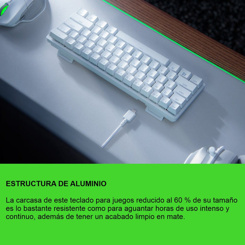 Razer Huntsman Mini, Teclado Gamer 60%, Chroma Rgb, Eng Wht