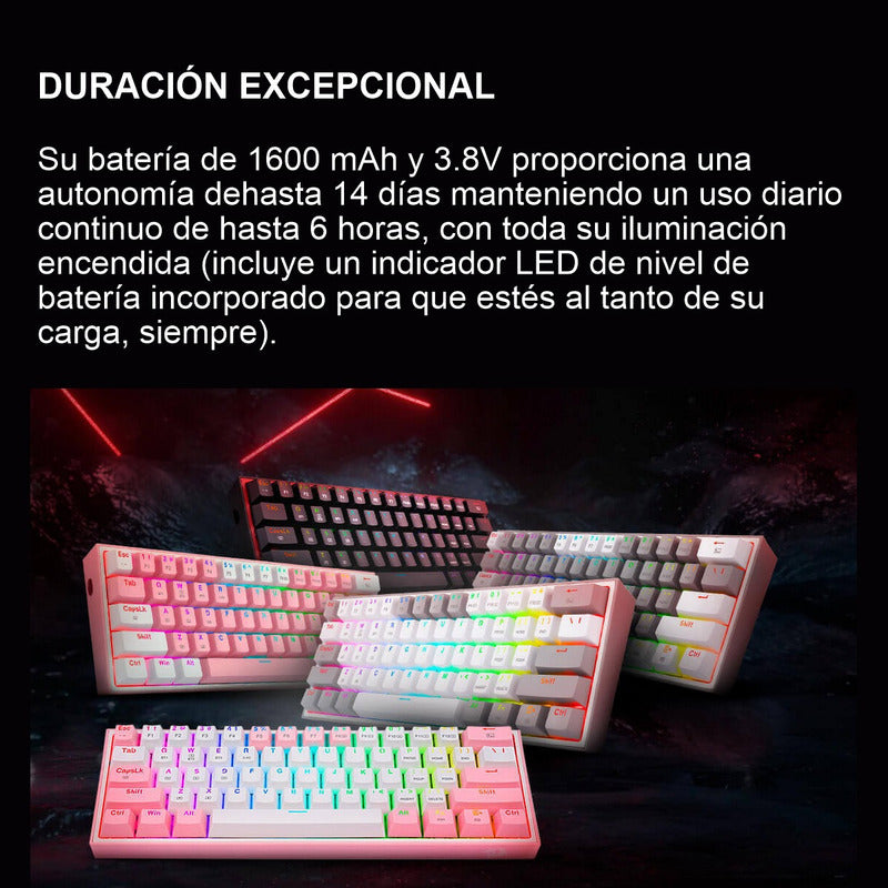 Teclado Gamer Mecánico Inalámbrico Redragon K616rgb Fizz Pro Negro Español