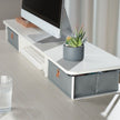 Base Eleva-monitor Madera Con 2 Cajones Techgo Tdb-1 Blanco