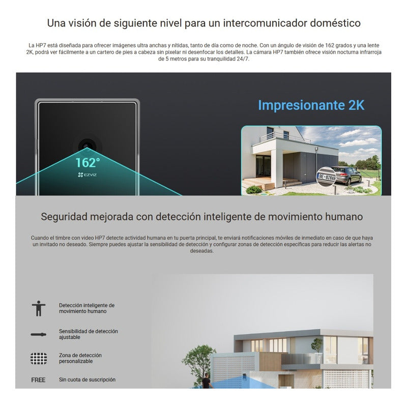 Video Portero Digital Inteligente 3mp Wifi, Ezviz Hp7