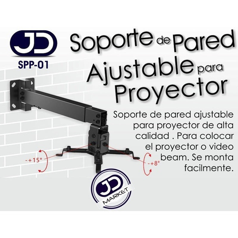 Soporte Universal de Pared y Techo para Proyector/Video Beam TechGo SPP-01, Negro