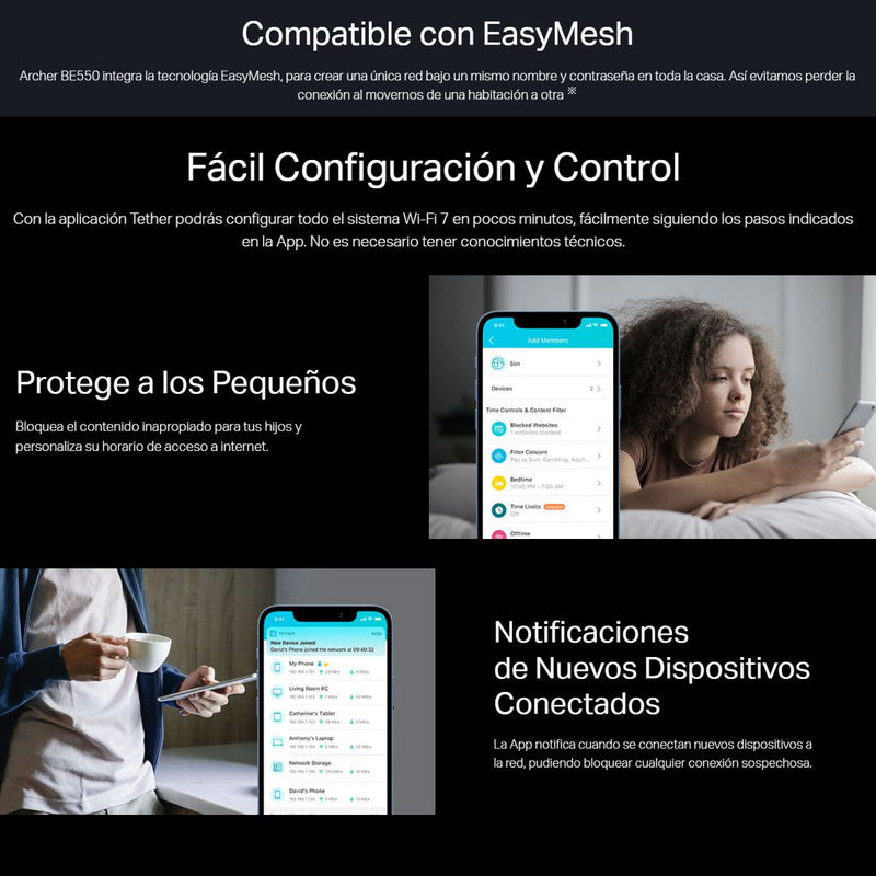 Router WiFi 7 BE9300 TP-Link Archer BE550 de Triple Banda a 9214Mbps con Puertos Multi-Gigabit