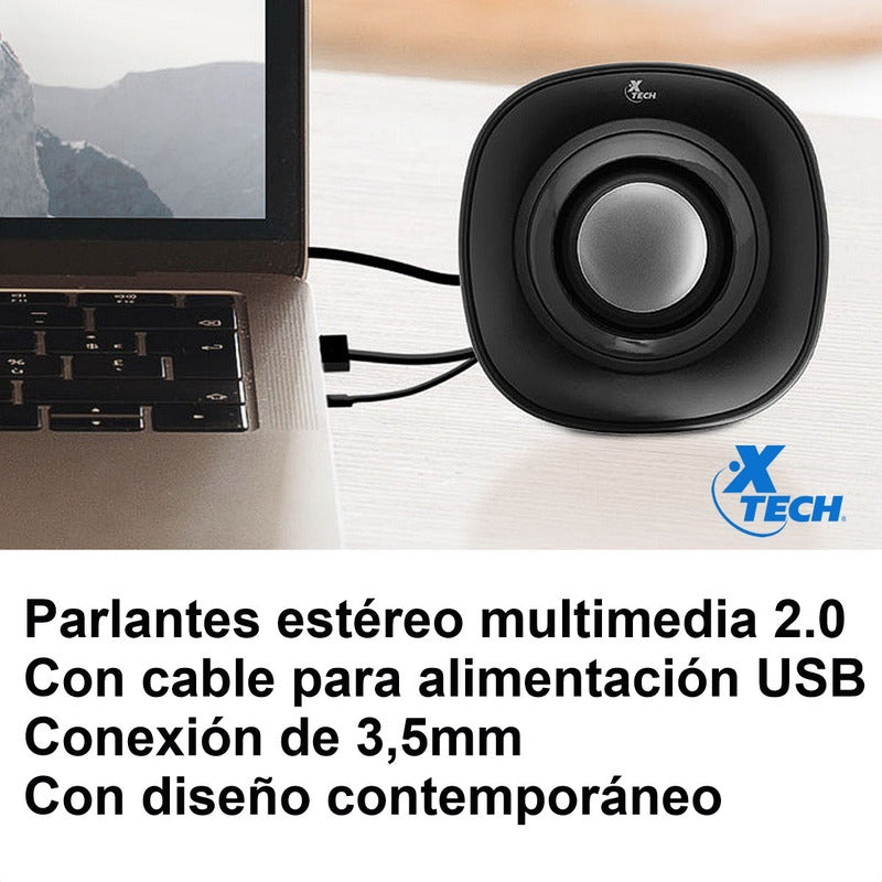 Parlantes Usb Estéreo Multimedia 2.0 Xtech Spekter Xts-115bk
