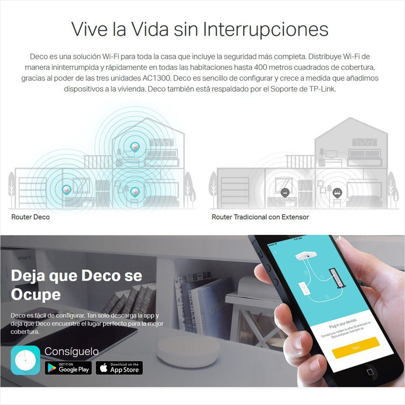 Sistema Wifi Malla Para  La Casa Tp-link Deco M5 (3-pack), Blanco