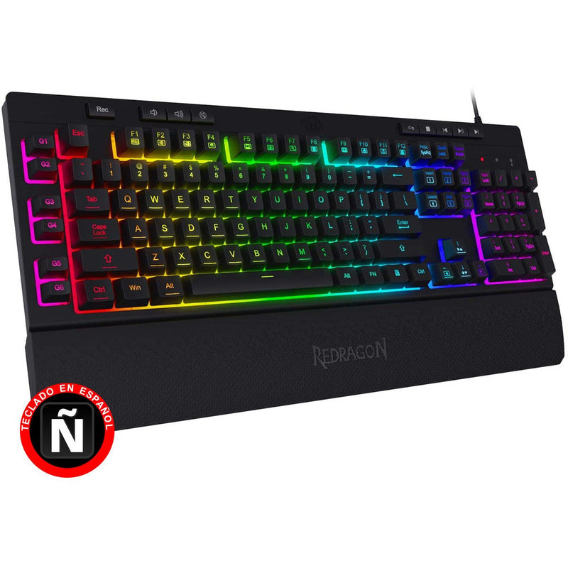 Teclado Gamer Redragon SHIVA K512RGB Iluminación RGB Full Size con Macros y Reposamuñecas