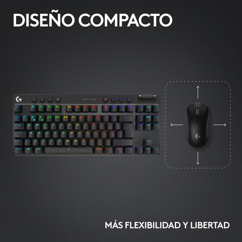 Teclado Gamer Inalámbrico Logitech G PRO X TKL LIGHTSPEED con RGB LIGHTSYNC - Negro