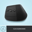 Mouse Ergonómico Vertical Logitech Lift Left, Inalámbrico para Manos Pequeñas y Medianas, Zurdo