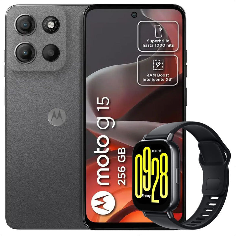 Celular Motorola Moto G15 256gb/4gb Gris + Watch 5 Active
