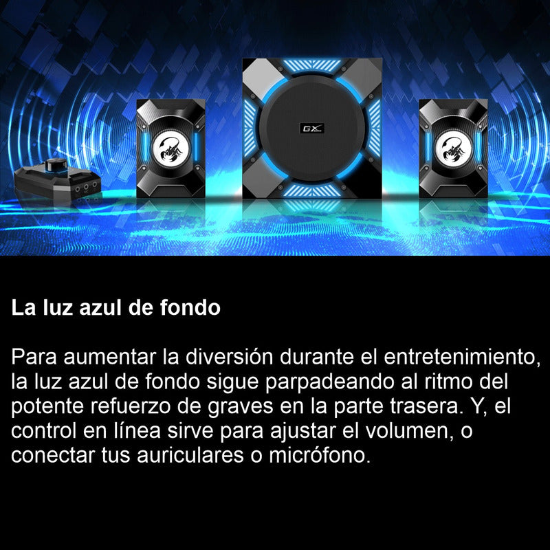 Parlante Gamer 2.1 Gx Genius Sw-g2.1 1200 / 36w Rms Led Azul Negro