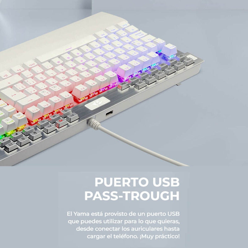 Teclado Gamer Mecánico Redragon K550 Yama, Luces Rgb, Blanco