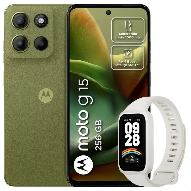 Celular Motorola Moto G15 256gb/4gb Vrd + Mi Band 9 Active