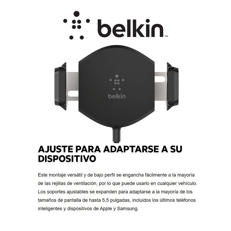 Cargador De Carro Inalámbrico Qi Belkin Carga Rápida Rejilla
