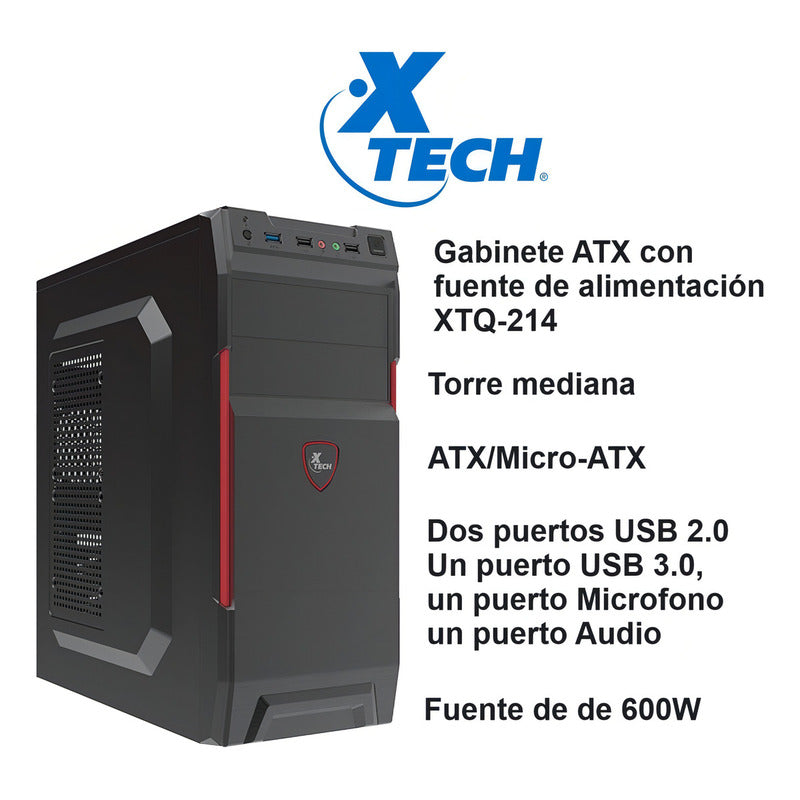 Gabinete Xtech Xtq-214 Mind Tower Atx 600 Watt Con Fuente