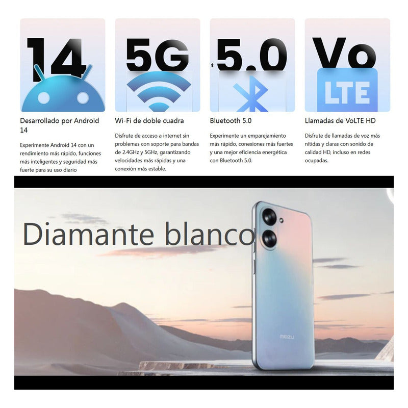 Celular Meizu Mblu 21 Dual Sim Lte 128gb/6gb 6.79'', Blanco