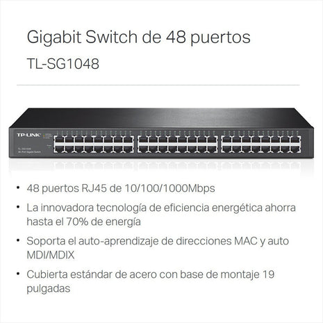 Switch Escritorio/rack 48 Puertos Gigabit, TP-Link TL-SG1048