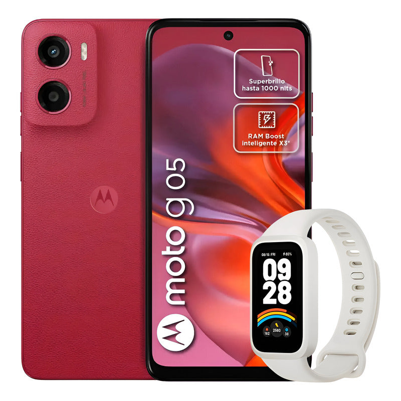 Celular Motorola Moto G05 128gb/4gb Rojo + Mi Band 9 Active
