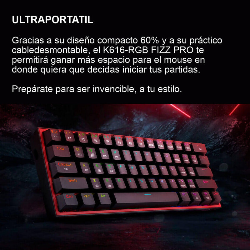 Teclado Gamer Mecánico Inalámbrico Redragon K616rgb Fizz Pro Negro Español