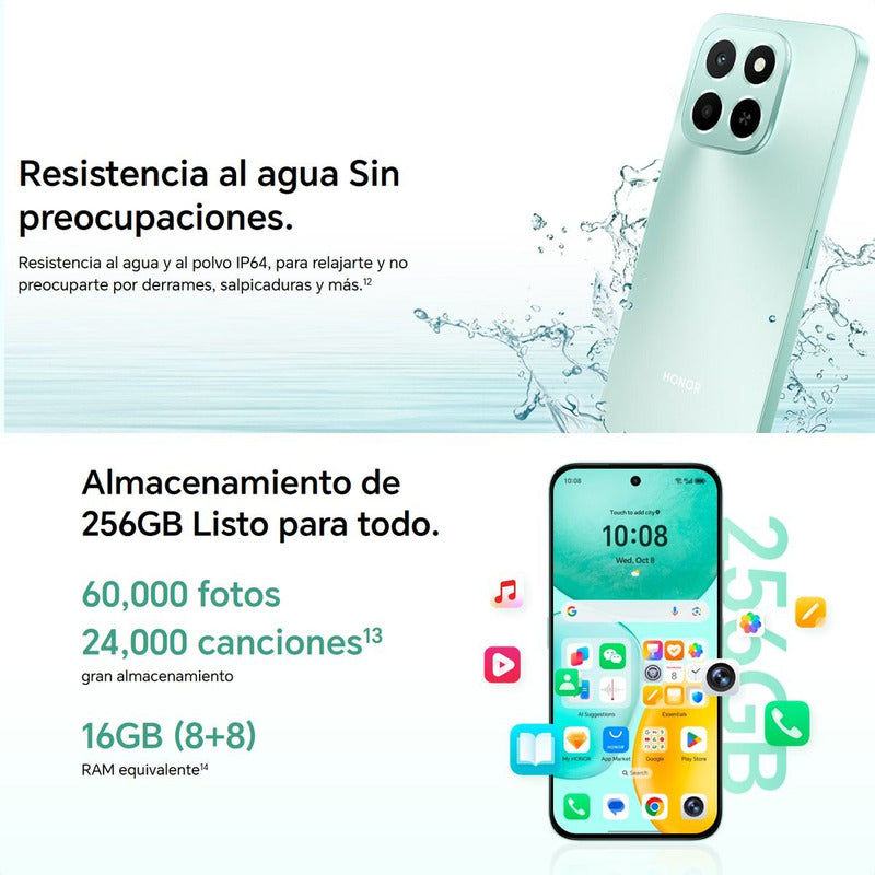 Celular Honor X6c Dual Sim 256gb/8gb 6.61'' Ip64 50mp, Negro